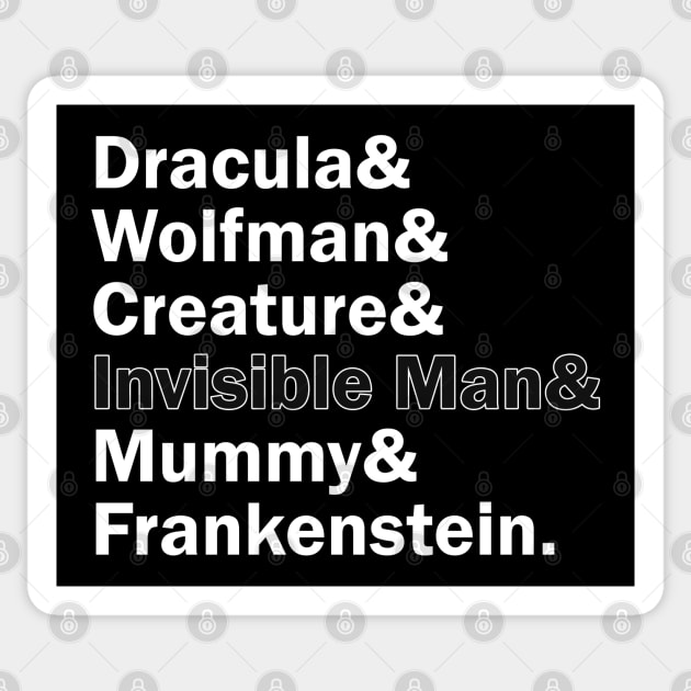 Funny Names x Universal Monsters Dracula Frankenstein Creature Mummy Wolfman Sticker by muckychris